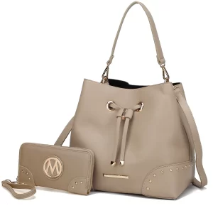 Callie Solid Bucket Bag with Matching Wallet