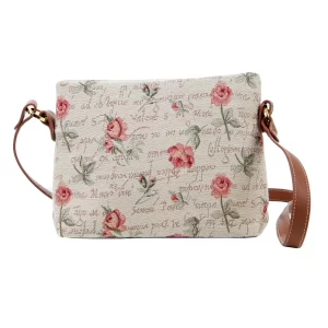 ROSE PINK FLORAL CROSS BODY BAG PURSE HANDBAG