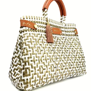 Less Pollution Convertible Handbag- White Gold