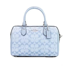 Coach Rowan Medium Cornflower Chambray Canvas Satchel Crossbody Handbag