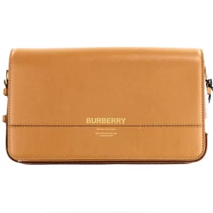 Burberry Grace Small Nutmeg Leather Flap Crossbody Clutch Handbag
