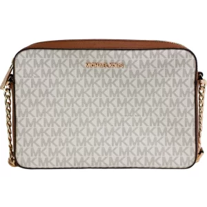 Michael Kors Jet Set East West Vanilla Leather Crossbody Bag Handbag