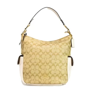 Coach Pennie Light Khaki Chalk Signature Coated Canvas Handbag