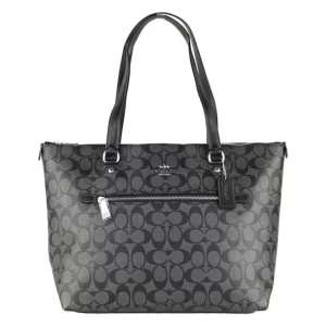 Coach Graphite Signature Coated Canvas Leather Gallery Tote Bag