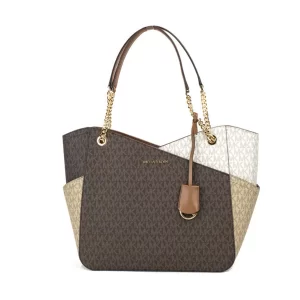 Michael Kors Jet Set Luggage Multi Signature X Cross Chain Shoulder Tote Handbag