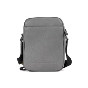 Burberry Thornton Small Grey Embossed Leather Crossbody Handbag