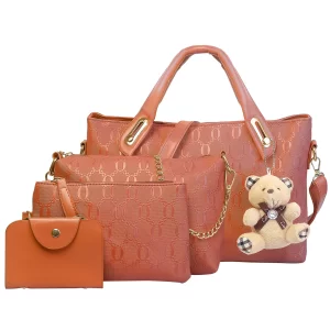 1Set/4Pcs Women Leather Handbag Lady Shoulder Bags
