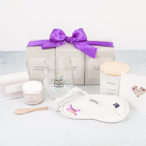 Lizush Luxury Spa Gift Basket And Self Care Gifts For Women With Wine Glass Enjoy Every Moment - 5 Piece Set