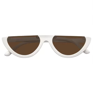 Womens Retro Half Frame Flat Cut Lens Sunglasses