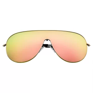 Futuristic Retro Modern Mirrored Flat Lens Oversized Shield Sunglasses