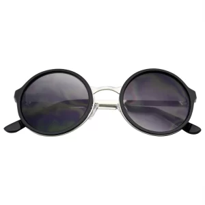 Retro Round Circle Lens Sunglasses Metal Trim