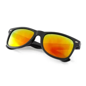 Emblem Eyewear - Black Flash Reflective Polarized Horned Rim Sunglasses