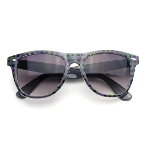 Emblem Eyewear - Retro Indie Fun Pattern Color Assorted Print Horned Rim Sunglasses