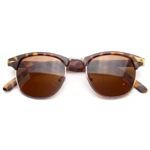 Emblem Eyewear - Classic Half Frame Vintage Inspired Horned Rim Sunglasses