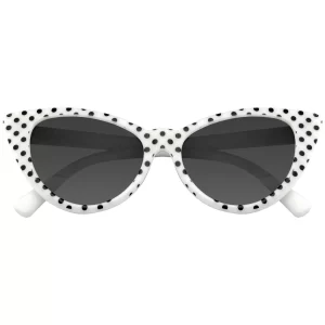 Polka Dot Cat Eye Womens Fashion Mod Super Cat Sunglasses with  Case
