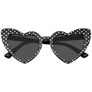 Polka Dot Cat Eye Womens Fashion Mod Super Cat Heart Shape Sunglasses with  Case