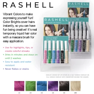 36 piece Rashell Color Brights Hair Mascara display Fast Start Kit with free display and testers