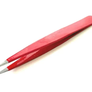 Red Color Eyebrow Multi Purpose Tweezers Pointed Tip Stainless Steel