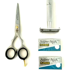 Men's Old Fashion Safety Razor Plus Professional Scissors Shaving Grooming