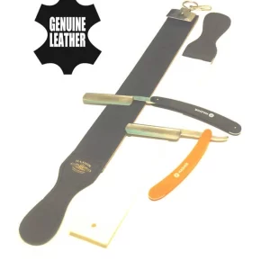 Classic Folding Shaving Straight Razors Plus Leather Sharpening Strop Excellent Gift Set