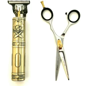 Barber Men's Hair Clipper T-liner T-blade USB Rechargeable+ German Hashir's Barber Scissors Set