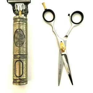 USB Rechargeable Hair Clipper Trimmer Shaving Styler + Barber Grooming Haircutting Scissors Gift Set