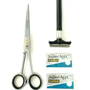 German Haircutting Curved Blades Scissors Shears Plus Safety Razor Blades Classic Shaving Excellent