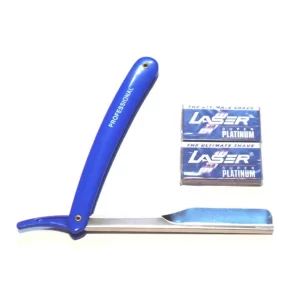 Mens Classic Old Fashion Safety Razor Blue Color + Razor Blades