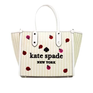Kate Spade Ella Small Embroidered Straw Ladybug Crossbody Tote