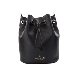 Kate Spade Rosie Medium Black Pebble Leather Bucket Bag