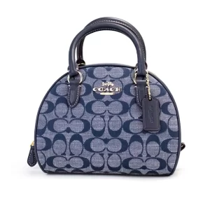Coach Sydney Small Denim Signature Chambray Canvas Satchel Handbag