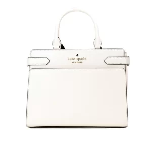 Kate Spade Staci Parchment Medium Saffiano Leather Crossbody Satchel Handbag