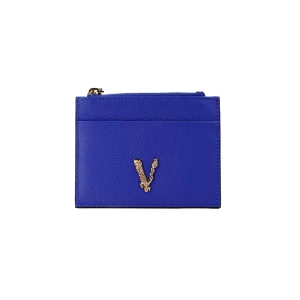 Versace Virtus Royal Blue Slim Leather Card Case Wallet