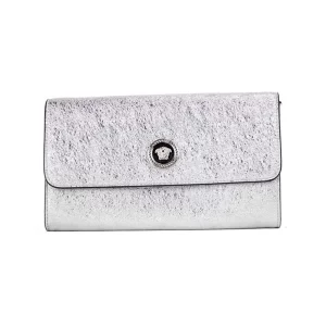 Versace Small Metallic Silver Lamb Leather Evening Clutch