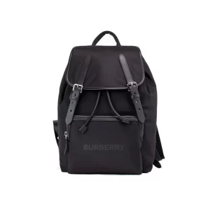 Burberry Aviator Large Black Branded Nylon Drawstring Backpack Bookbag