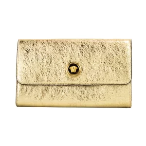Versace Small Metallic Gold Lamb Leather Evening Clutch