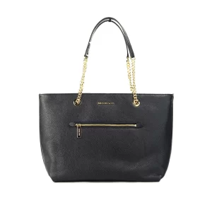 Michael Kors Black Front Zip Chain Tote
