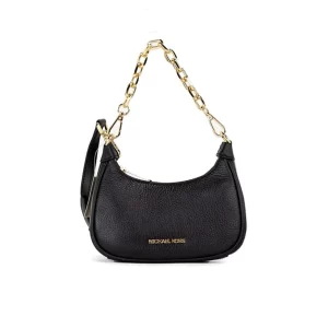 Michael Kors Cora Mini Black Pebbled Leather Zip Pouchette Crossbody Handbag