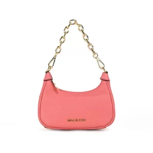 Michael Kors Cora Mini Tea Rose Pebbled Leather Zip Pouchette Crossbody Handbag