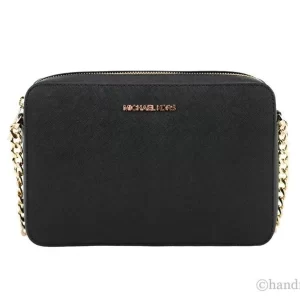 Michael Kors Jet Set East West Black/Gold Leather Crossbody Bag
