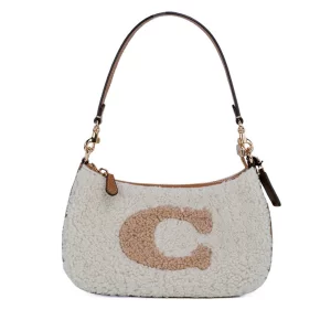 Coach Teri Small Shearling Leather Logo Motif Shoulder Bag