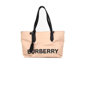 Burberry Small Rose Beige Branded Econyl Nylon Tote Bag