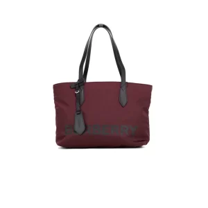 Burberry Small Burgundy Logo Branded Econyl Nylon Tote Bag
