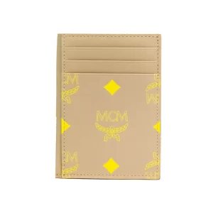 MCM Color Splash Croissant Beige Visetos Monogram Card Case