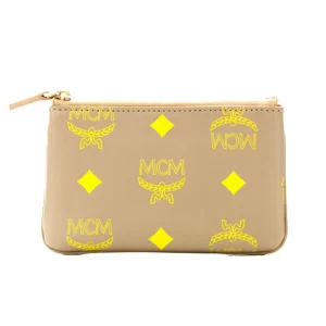 MCM Color Splash Leather Key Ring Zip Wallet