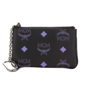 MCM Color Splash Small Leather Key Ring Zip Wallet