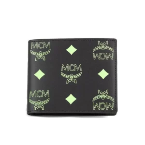 MCM Small Black Summer Green Smooth Visetos Monogram Wallet