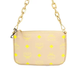 MCM Color Splash Croissant Leather Mini Pouch Crossbody Handbag