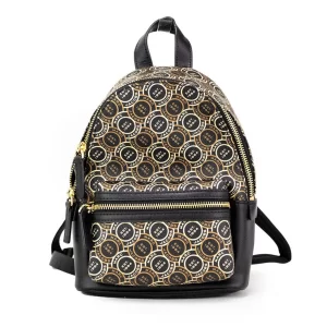 Marc Jacobs Signet Mini Black Logo Printed Leather Backpack