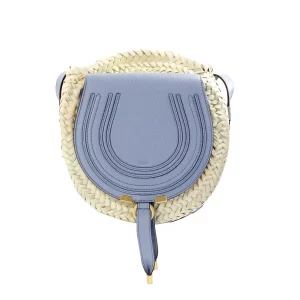Chloe Marcie Medium Woven Raffia Leather Shoulder Crossbody